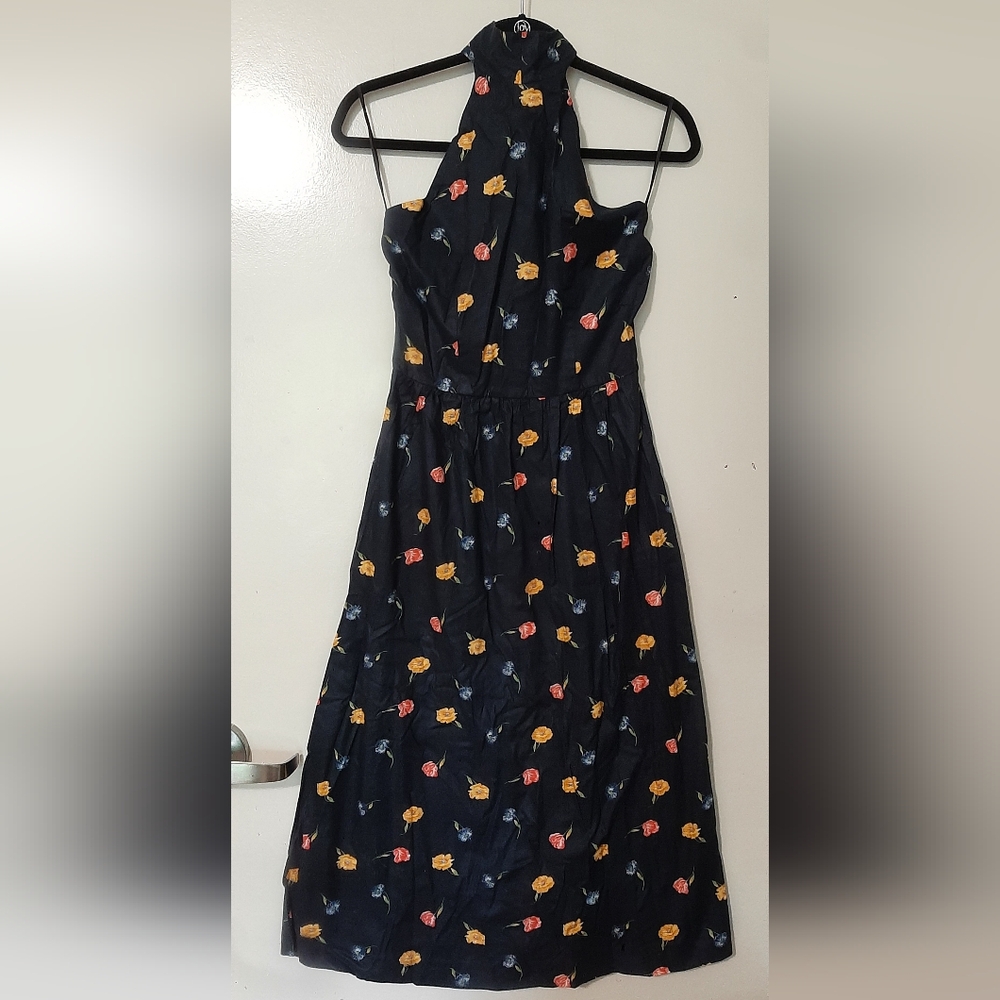 Vintage navy flowered halter sundress